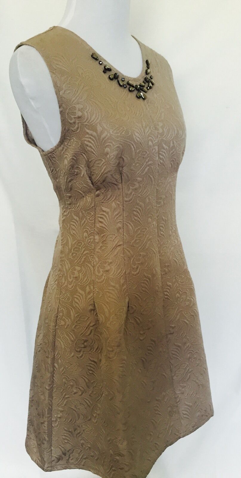 TAVI Taupe Beige dress with diamante detail. Stitched Detail NWOT  Size L $38