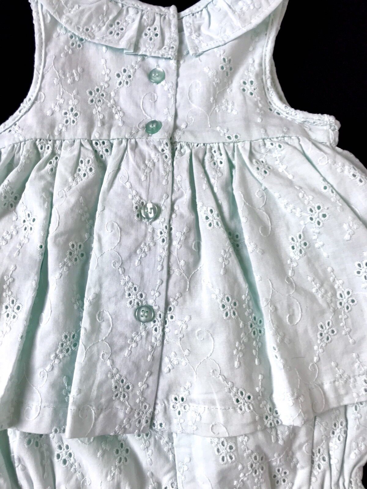 Little Me 2 Pc Mint Sunsuit Dress. Eyelet Smocking. 6 M NWTRetail $36  Price $22