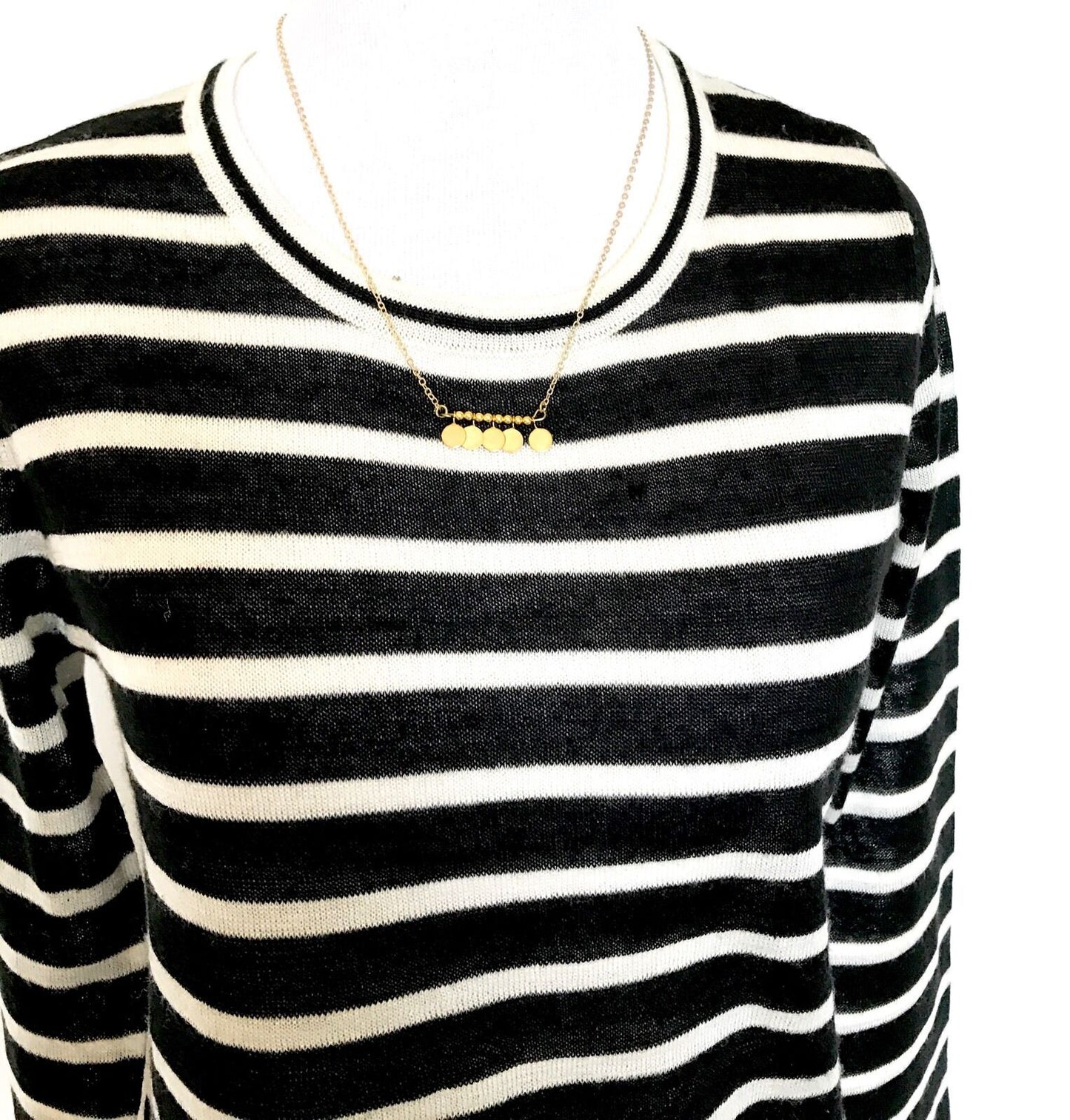 Scotch & Soda Black Stripe Sweater & Necklace  NWT Retail $109 Price $50 Sz XS