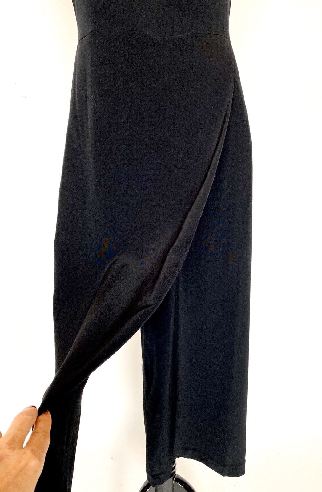 Eileen Fisher Black Wide Leg Wrap Crepe Jumpsuit Retail $348 Price $108 XS NWT