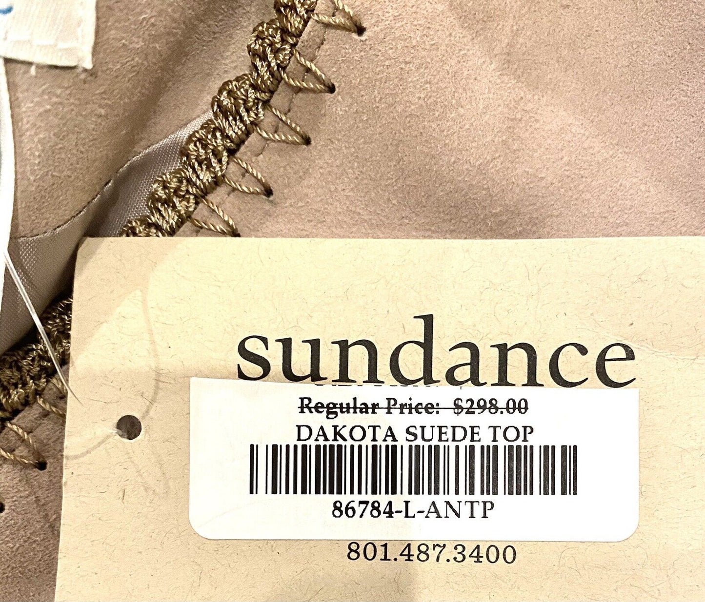 Sundance Dakota Suede Leather Vest Top Retails $298 Price $128 NWT Size L