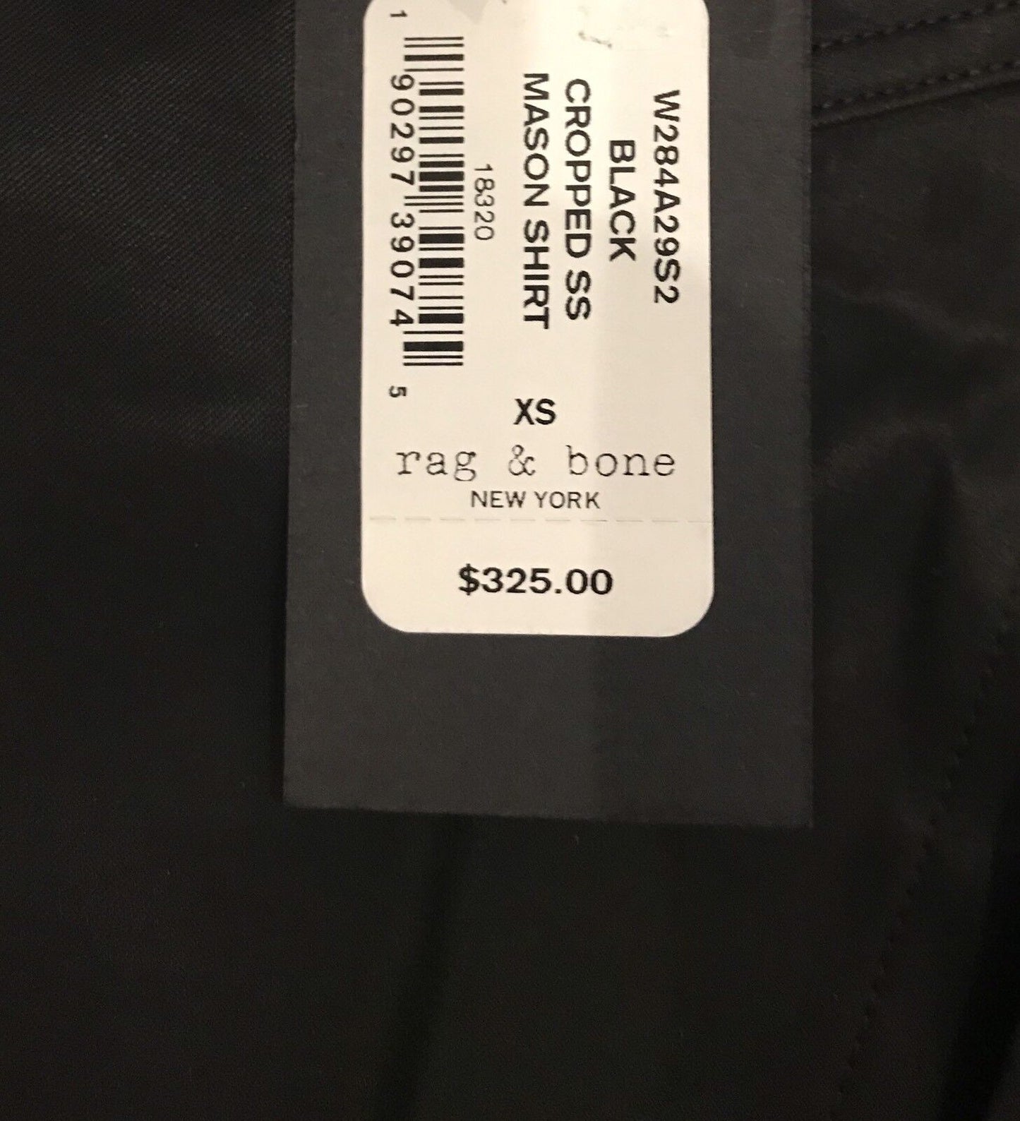 Rag And Bone Black Lace Up Side Mason Shirt. Size XS Retail $325 Price $148 NWT