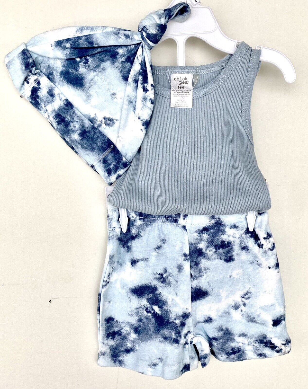 chickpea 3 Pc Set Tie Dye Retail $24 Price $18 3-6 Months NWT Body Hat Shorts