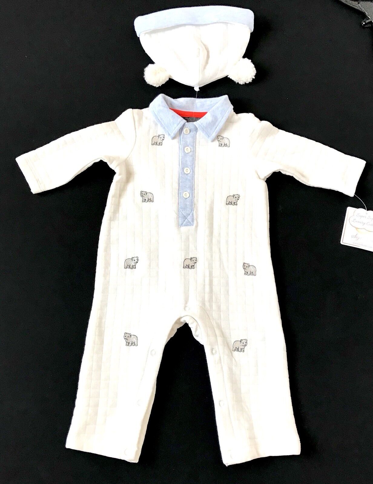 Little Me 2 Pc White Bear Outfit & Hat 6M Retail $32 Price $22 NWT