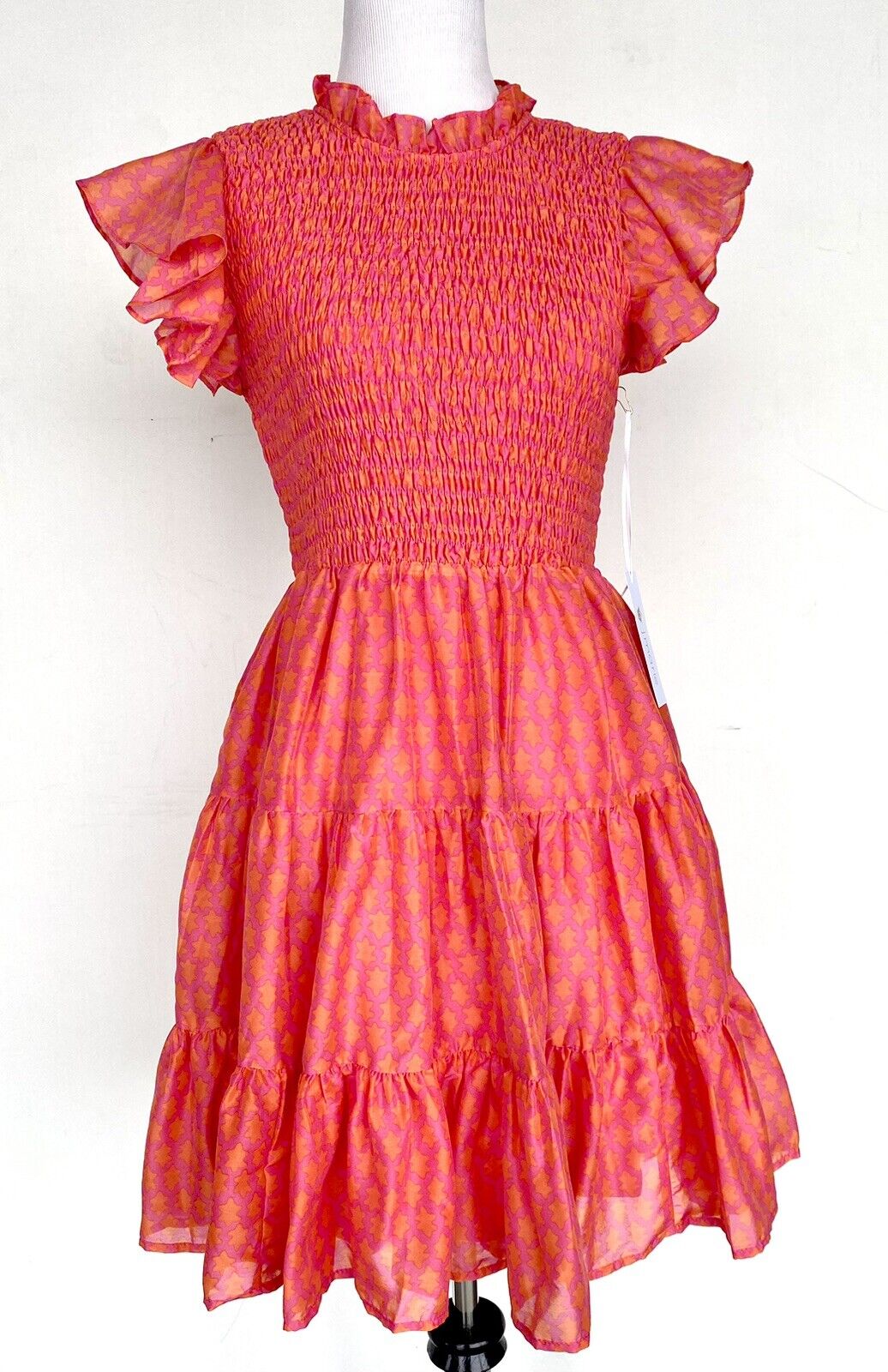 J Marie Ella Smocked Ruched Tiered Dress size XS Retail $158 Price $70 NWT