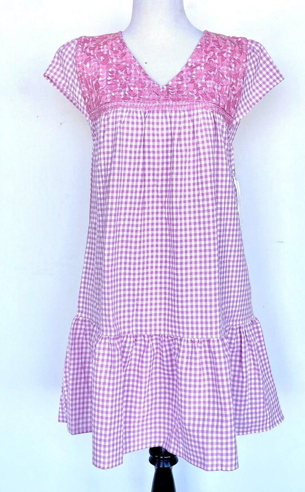 NWT J Marie embroidered Gingham Kensie Dress size Small Retail $114 Price $65