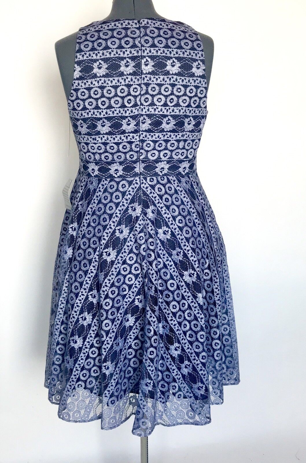 Eliza J Navy Blue & Lilac Lace Dress  NWT Retails $178 Price $69 Size 14P