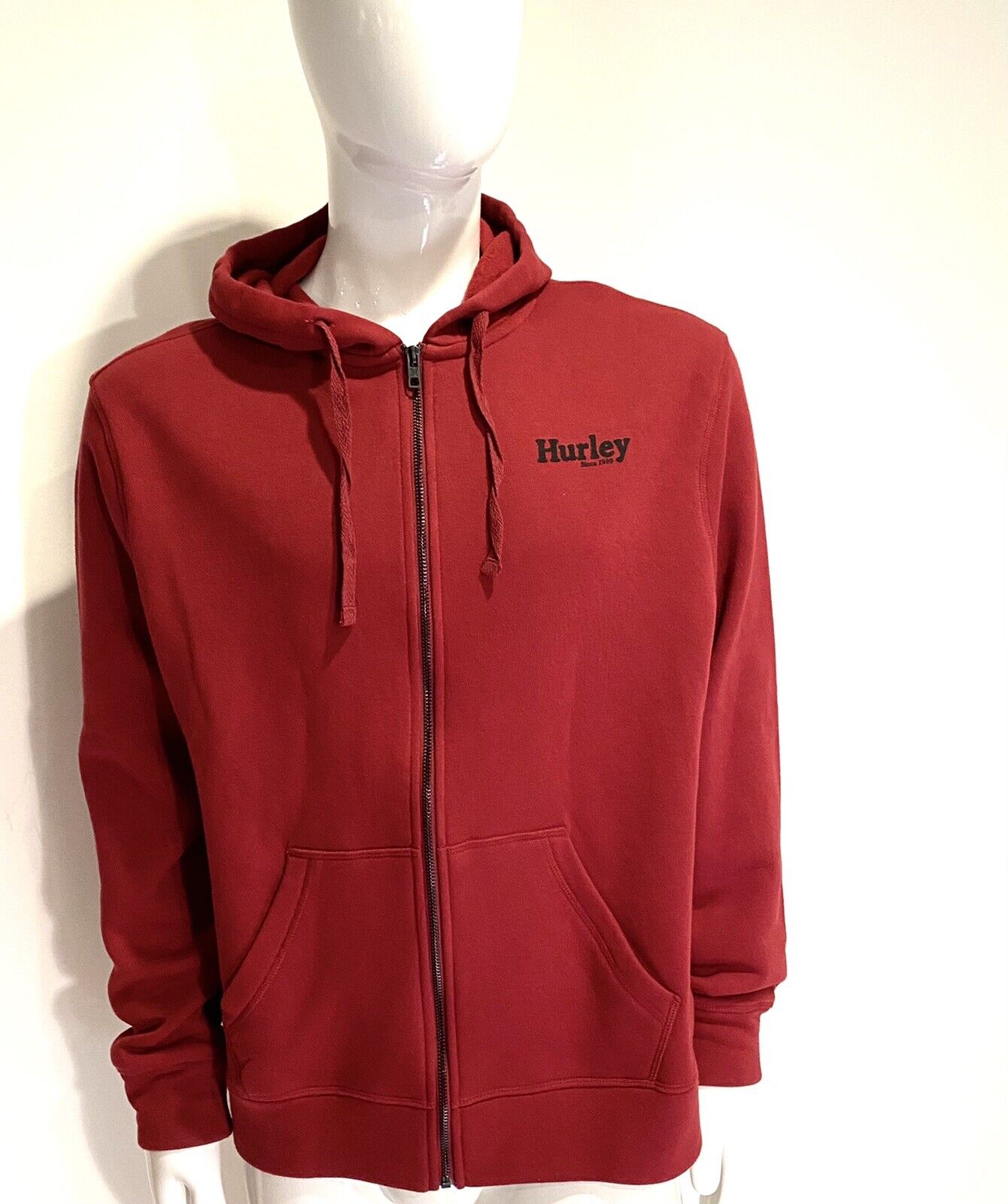 Hurley mens zip Up Rise And Jam Red Hoodie L Retail $58 Price $42 NWT