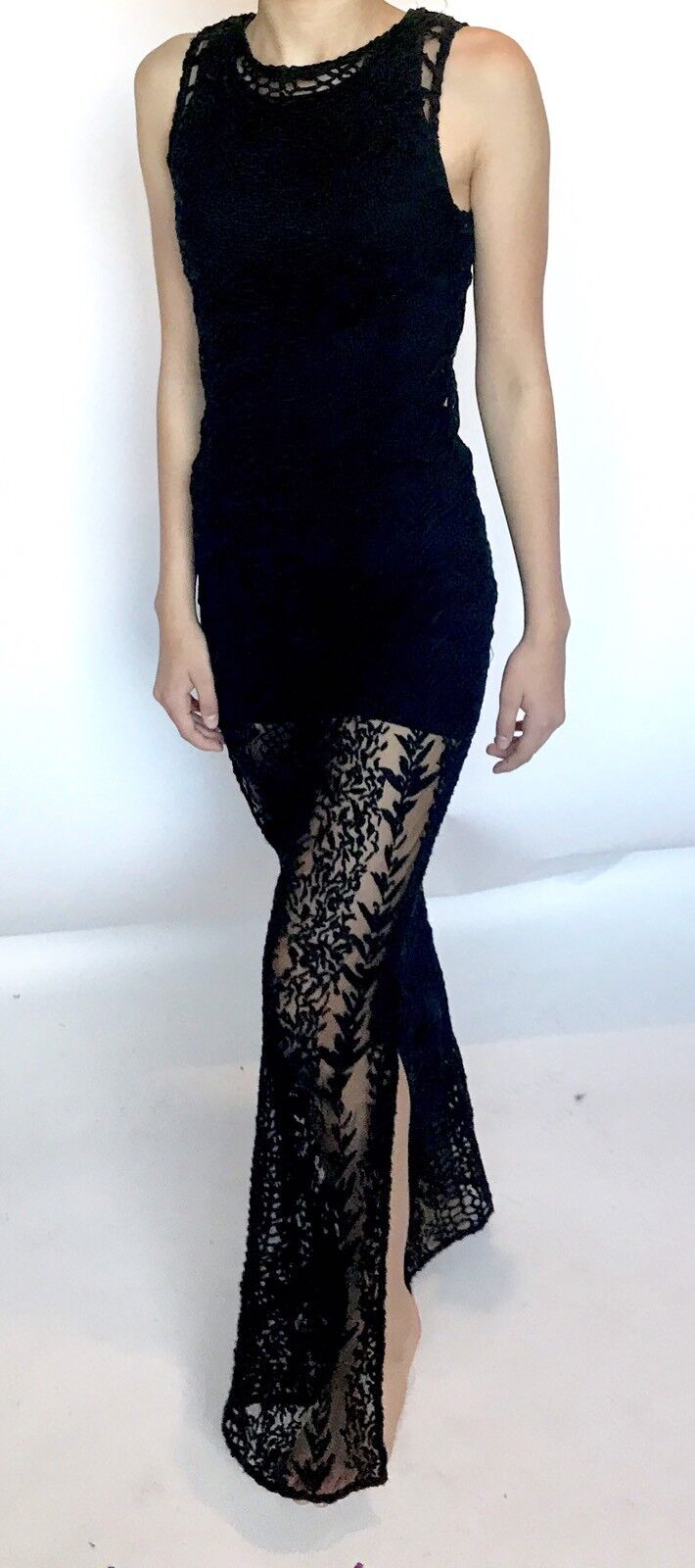 AllSaints Cariad Embroidered Black Maxi Dress Retail $450 Price $89 NWT Size 0