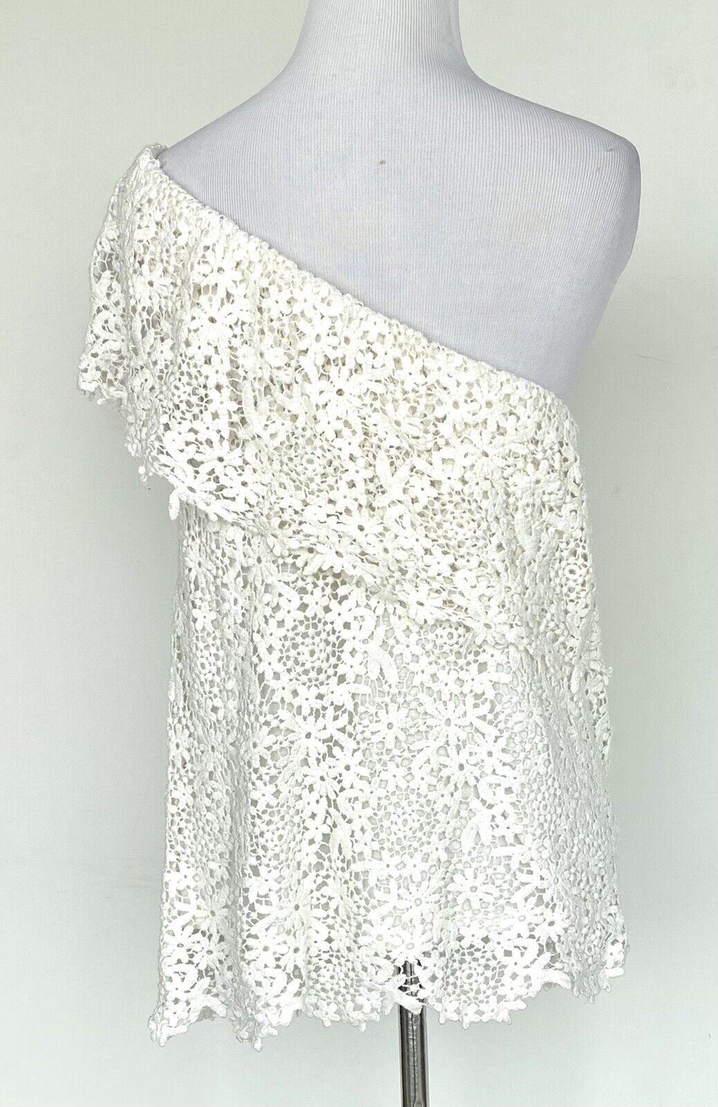 VELVET Graham & Spencer One Shoulder Crochet Top Retail $139 Price $39 XS