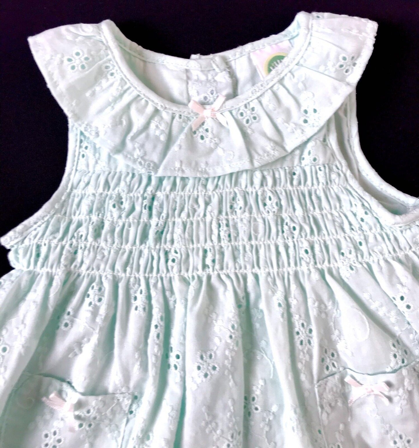 Little Me 2 Pc Mint Sunsuit Dress. Eyelet Smocking. 6 M NWTRetail $36  Price $22