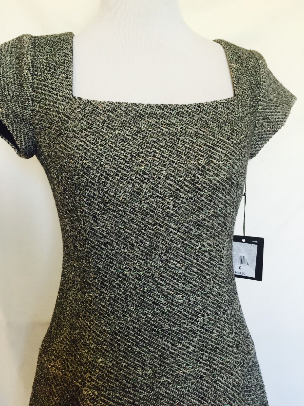 Nanette Lepore Gray Tweed Fitted  Dress NWT Size 0 Retail $478 Price $125