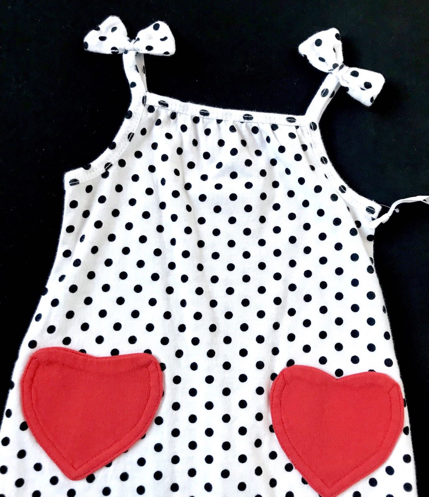 Nordstrom baby Black Dot & Red Heart Romper Retail $25 NWT Price $14.98 3M