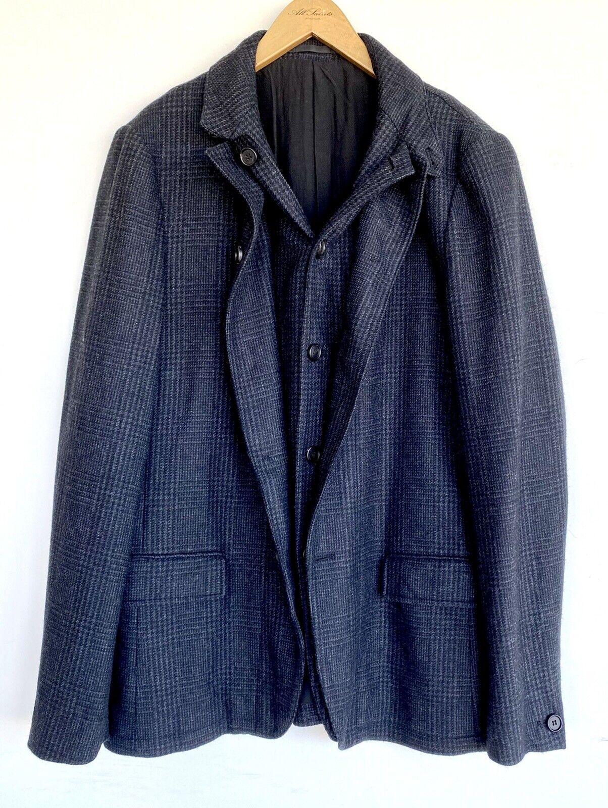 AllSaints Dassow Blazer Wool Mix Size 38 M Retail $505 Price $225 Double Lapel