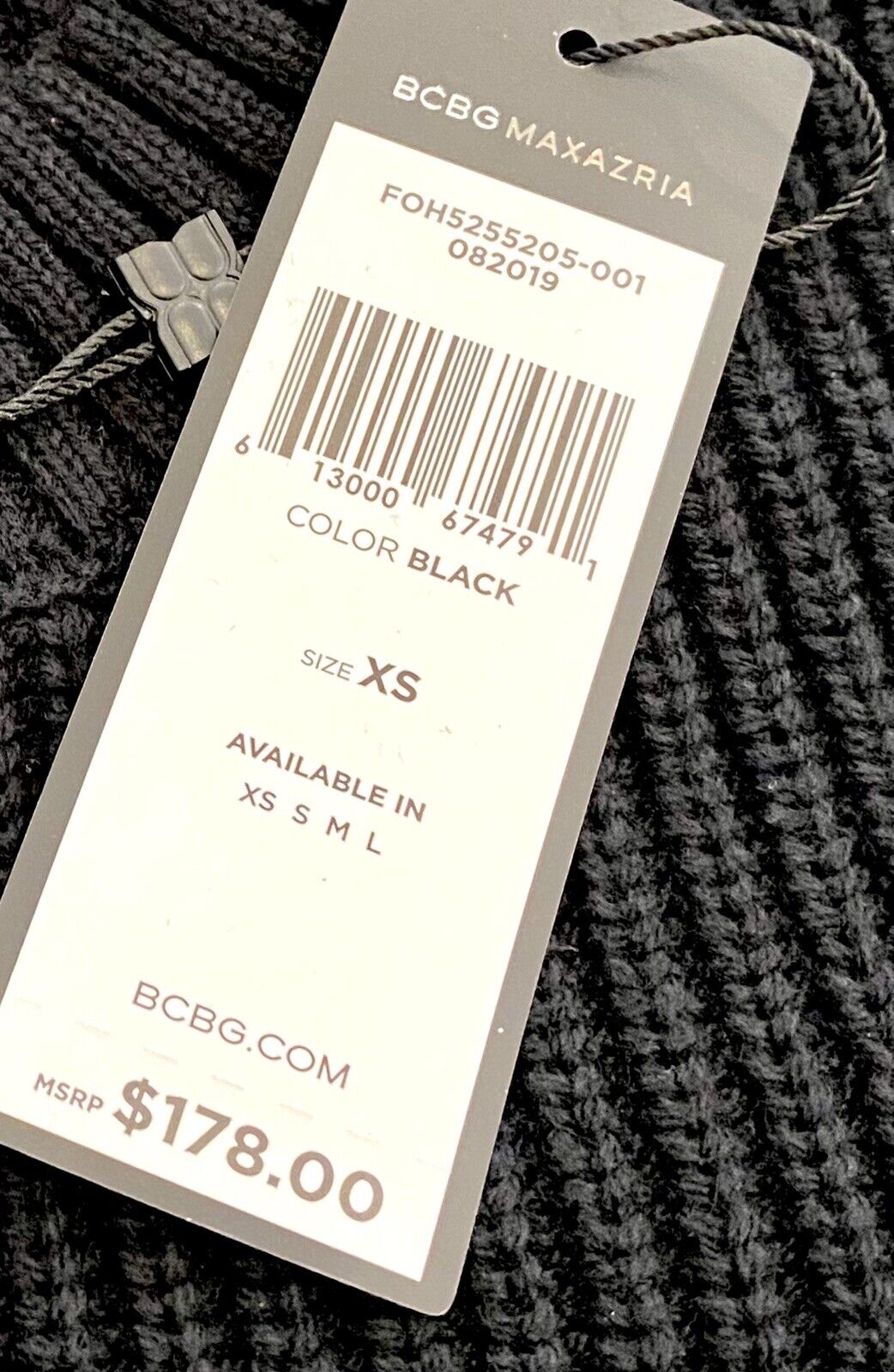 BCBG MaxAzria Black Oversized Rib Knit Sweater Retail $178 Price $59 Size XS NWT