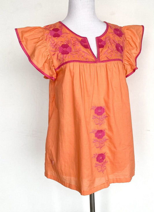 NWT J Marie embroidered Krista Top size XS Retail $106 Price $53 pink Orange