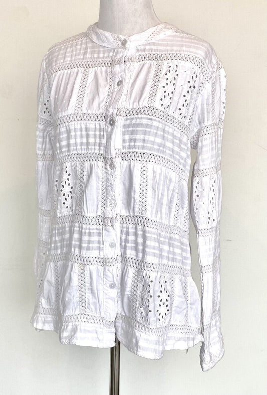 Sundance Dylan White LS Crochet Blouse. Retails $118 Price $48 NWT Size XS