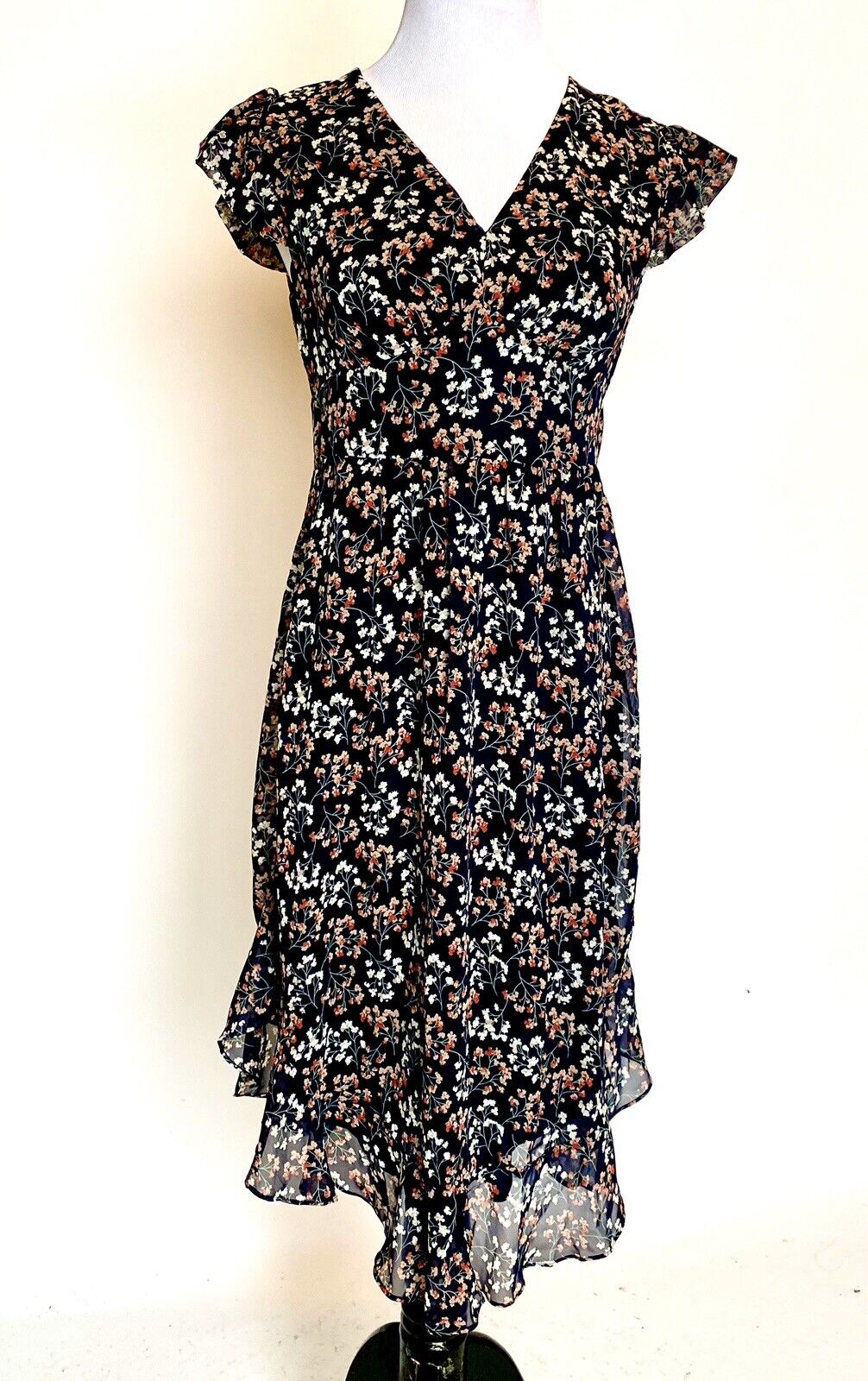 Aqua Floral Print Knee-Length Party Dress. Size S Retails $88 Price $34.NWT