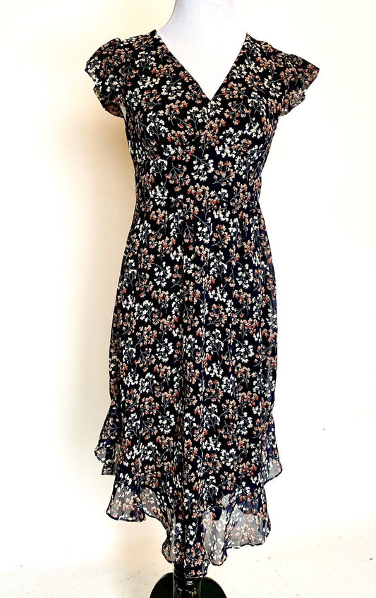 Aqua Floral Print Knee-Length Party Dress. Size S Retails $88 Price $34.NWT