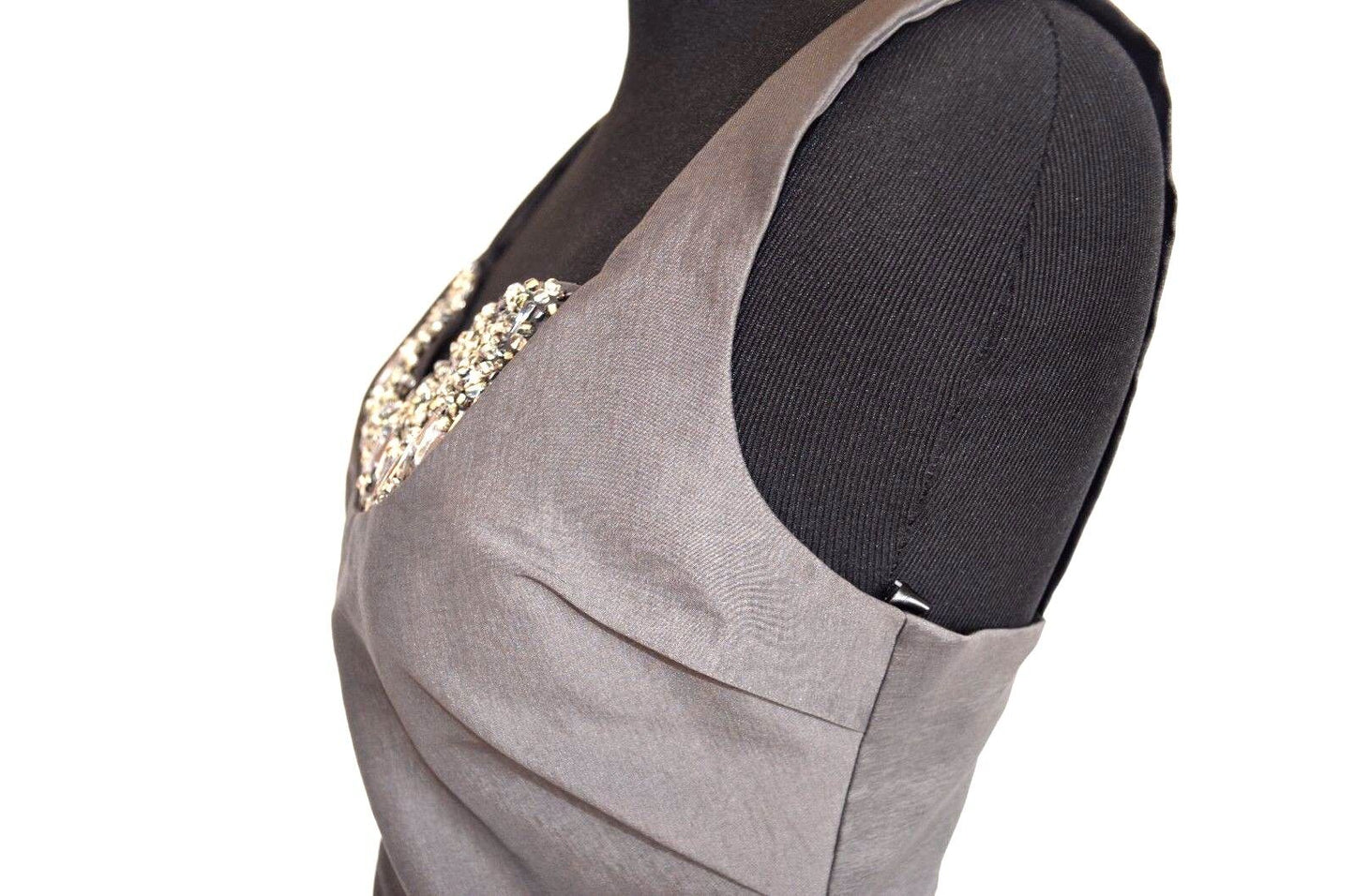 Dalia MacPhee Silver gray Formal Prom, Cocktail Dress Diamanté NWT Sz 4 $45