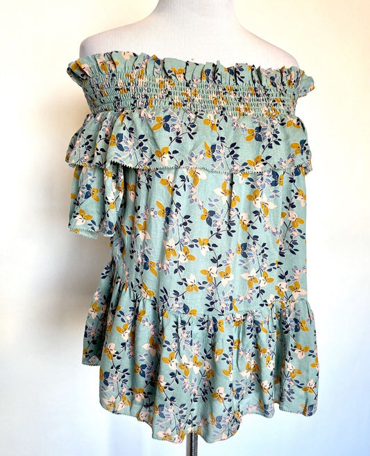 Green Off Shoulder Blouse L Retails $69.50 Price $22 NWT