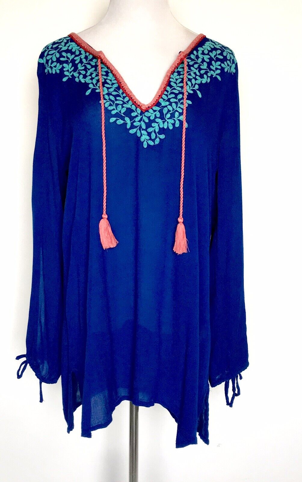 La Blanca Midnight Blue Leaf It Swim Cover Up Tunic S Retail $99 Price $59 NWT