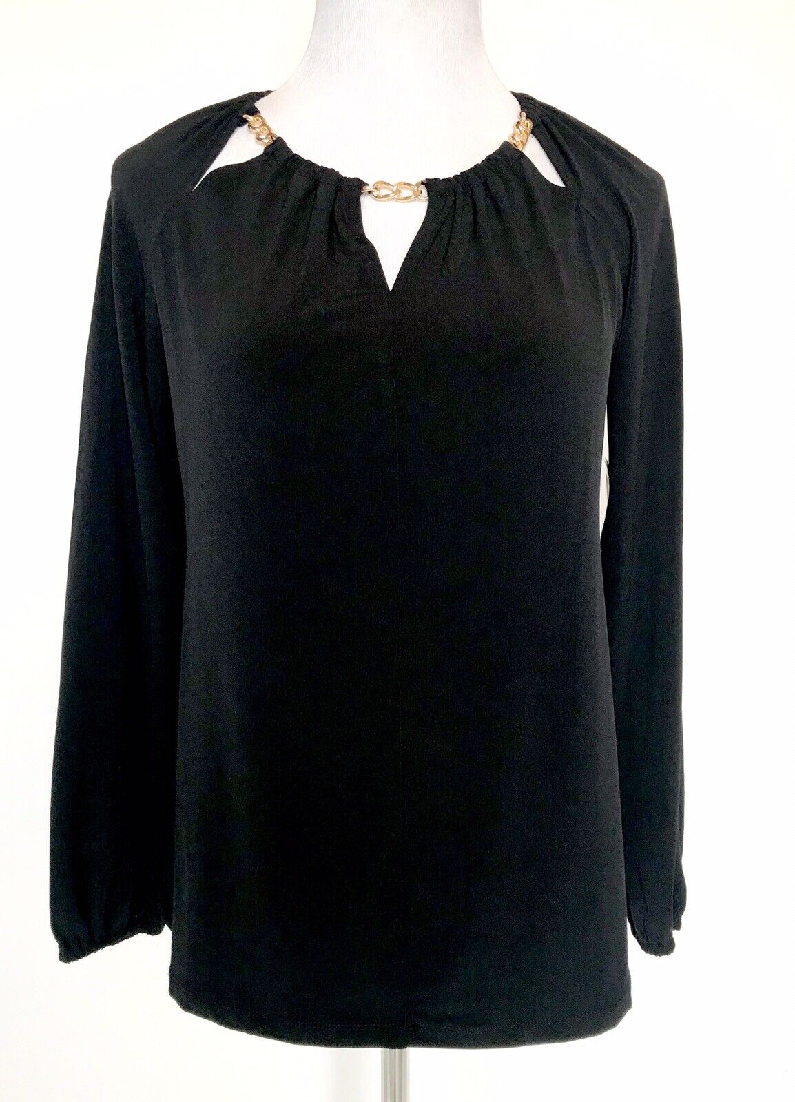 Carmen Marc Valvo Sz S Black Top Gold Metal Neck Chain Retail $58 Price $32 NWT
