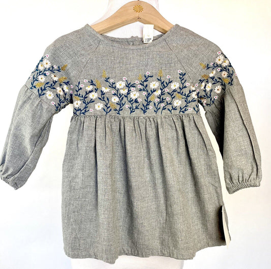 Tucker + Tate Grey Embroidered 2pc Dress & Panties Retail $45 Price $26 NWT 18 M