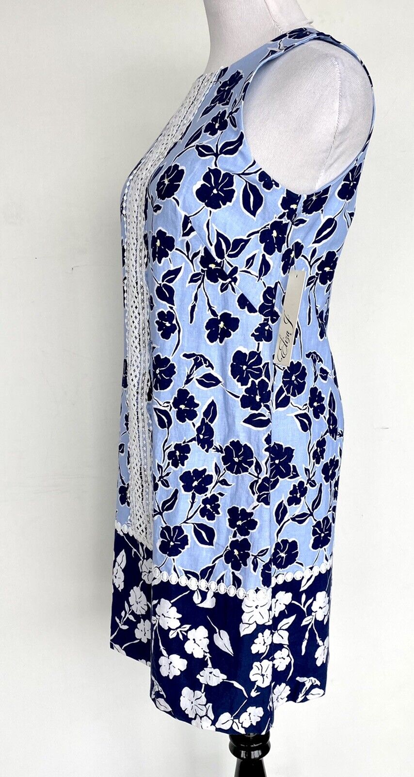 Eliza J  Linen Mix  Lace Front Shift  Dress NWT Retails $128 Price $69 Size 6