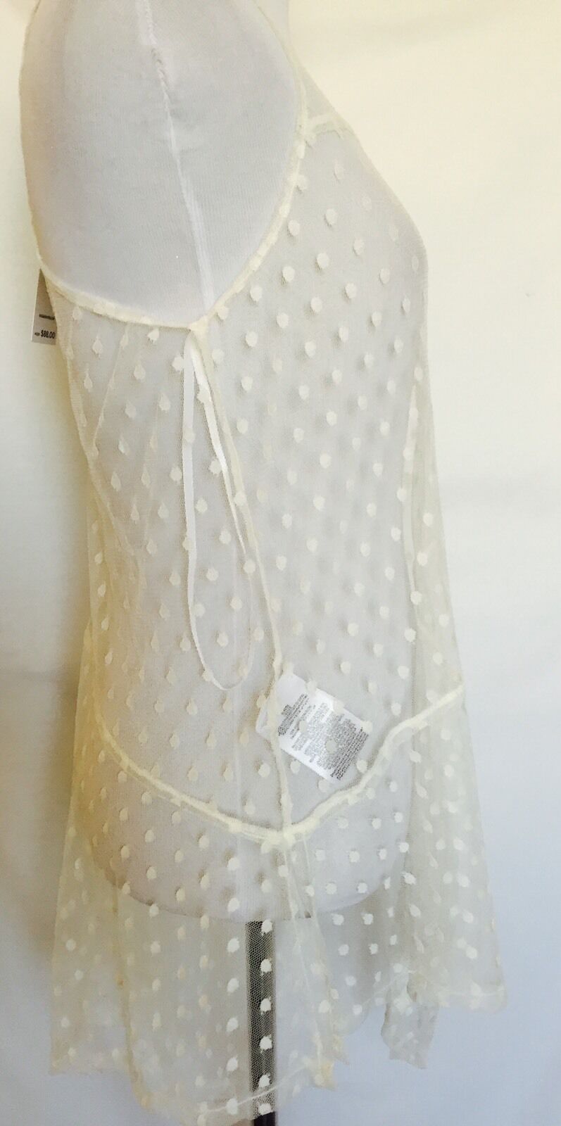 BCBGeneration Cream Spot Net Top NWT Size M Retail $88 Price $38
