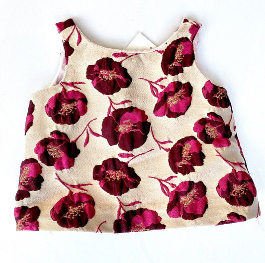 Janie And Jack Metallic Thread Jacquard Gold Pink Sleeveless Top $28 3-6 M