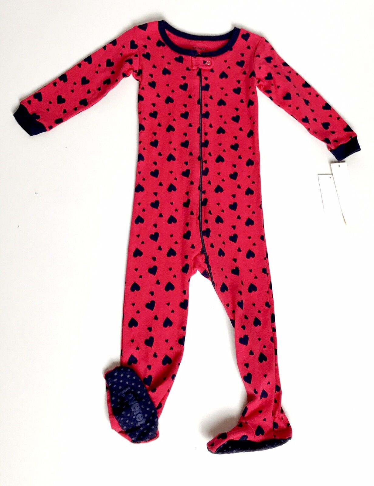 Leveret Baby Girls Red And Blue Heart Footed Sleepsuit 12-18 M Price $16 NWT