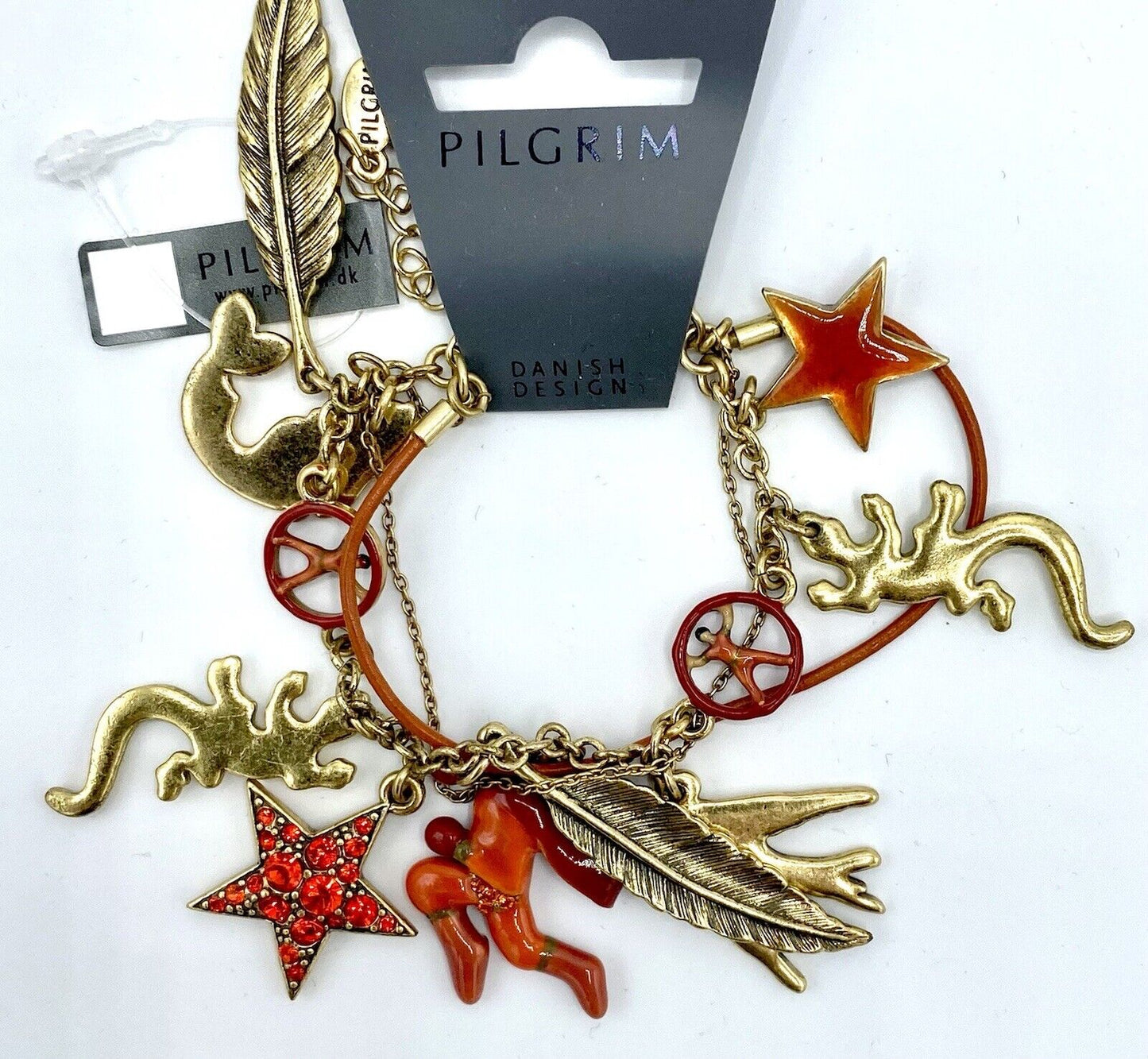 Pilgrim Swarovski Crystal & Enamel Charm Bracelet. Gold Plated. Price $16