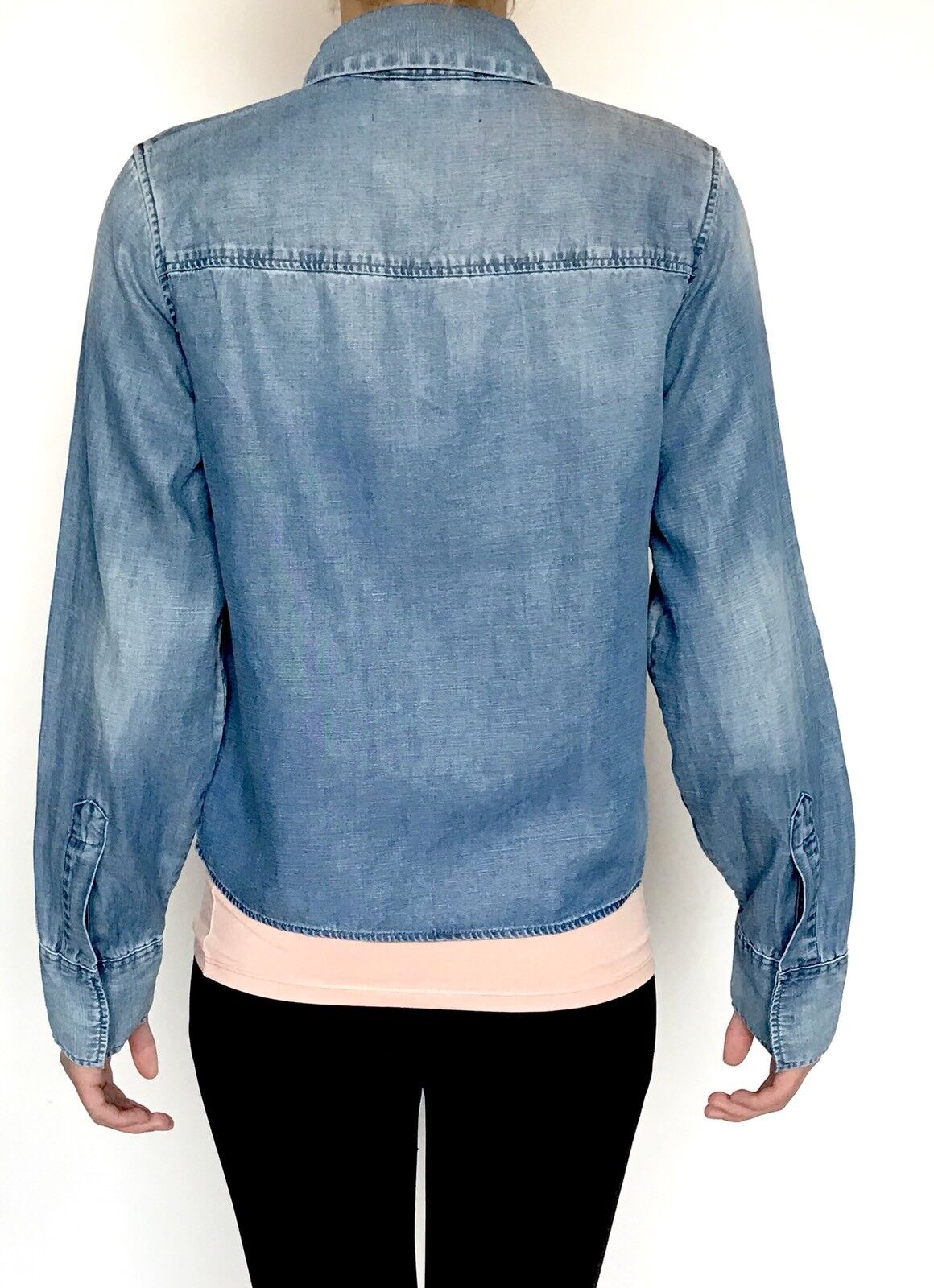 AllSaints Biella Light Denim Shirt NWT Retail $160 Price $75 Size 4 All Saints