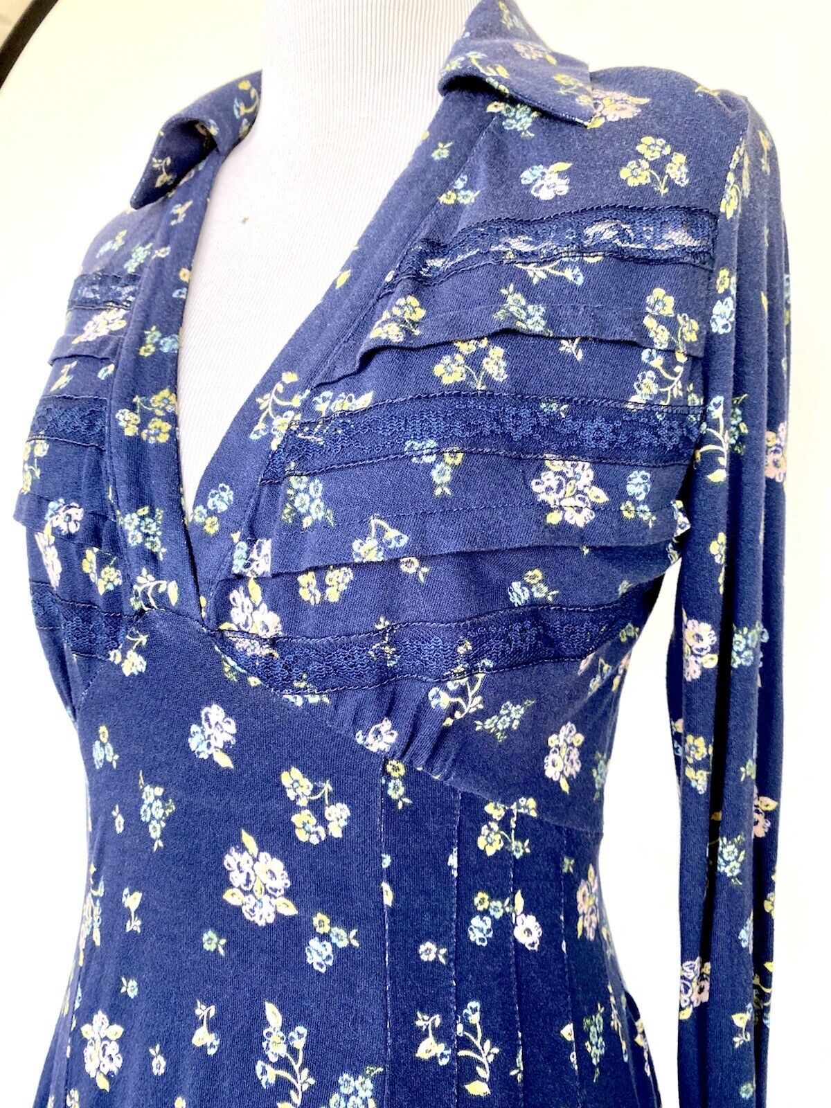 Free People Floral Collared Dress Sz XS Retail $128 Price $76.80 NWT Stretch