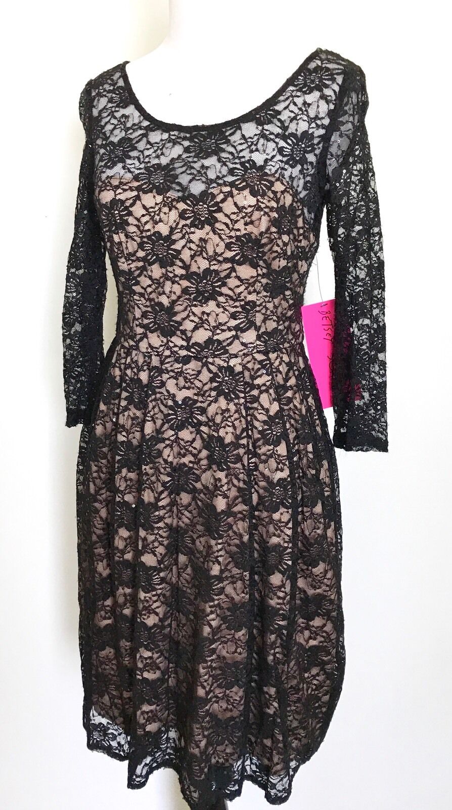Betsey Johnson Black Lace & Nude Dress. Size 2. Retails $148 Price $52 NWT