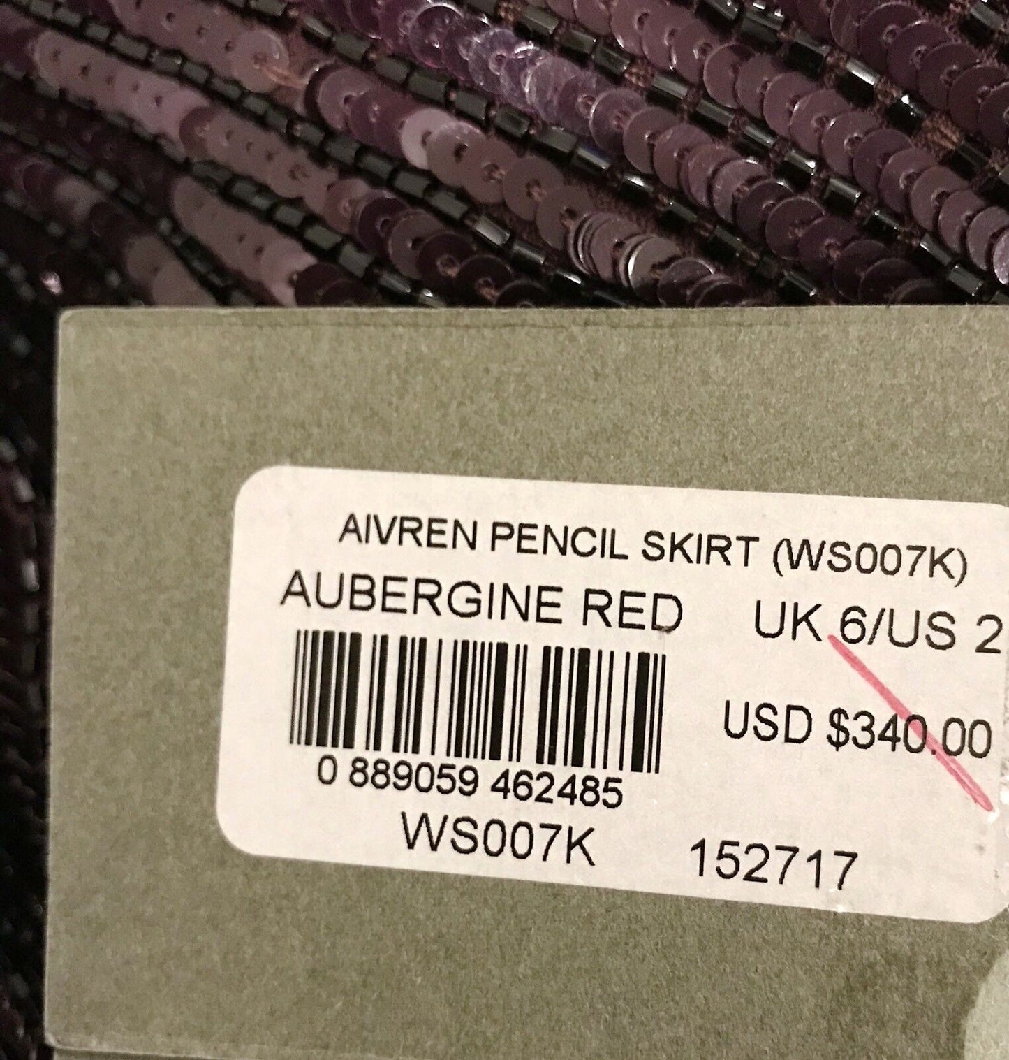 AllSaints Aivren Sequin Pencil Skirt NWT Size 2 Retails $340 Price $158 NWT