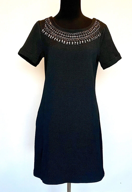 Cupcakes And Cashmere Embellished Shift Dress Black Sz S Retail $130 Price $38