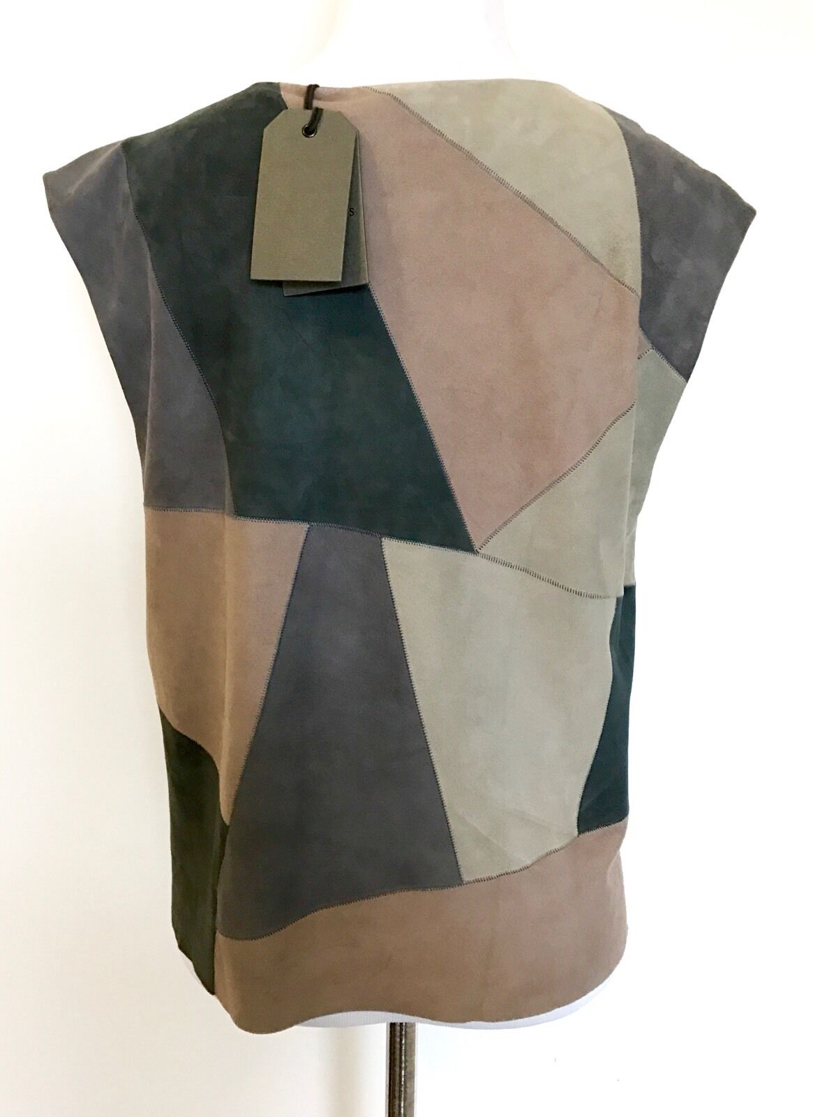 AllSaints Leather Patch Turner Tee NWT Retail $650 Price $165 Size 4 All Saints