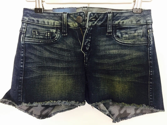BLEULAB Reversible jean / houndstooth Design Cutoff Shorts Retail$198 $34