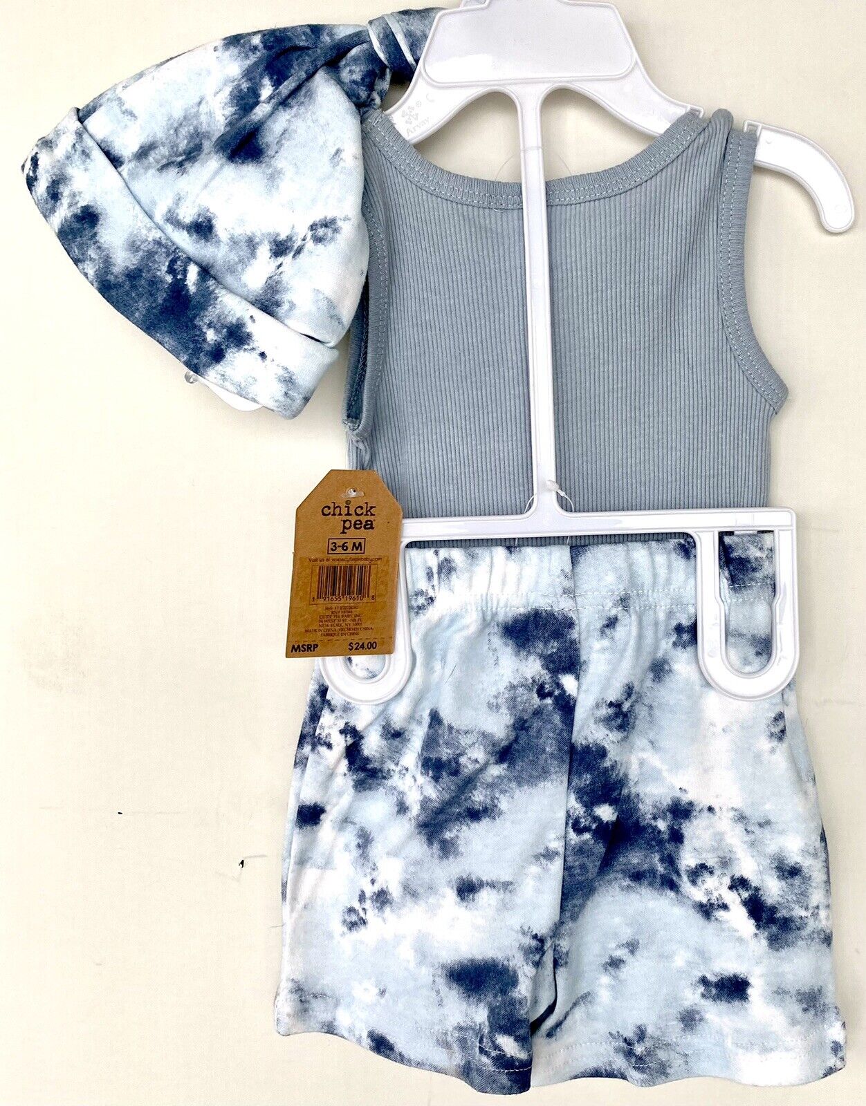chickpea 3 Pc Set Tie Dye Retail $24 Price $18 3-6 Months NWT Body Hat Shorts