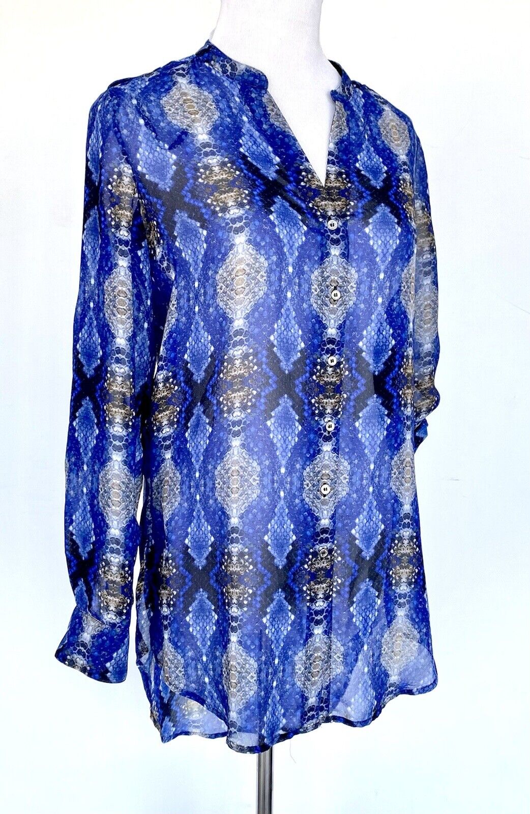 Calvin Klein Blue Hi-low Tunic Blouse NWT Retails $79.50 Price $40 Size XS