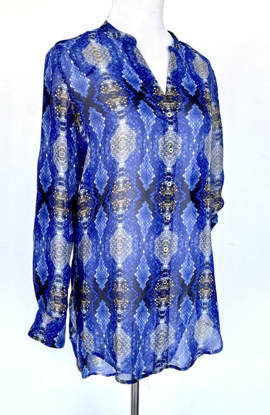 Calvin Klein Blue Hi-low Tunic Blouse NWT Retails $79.50 Price $40 Size XS