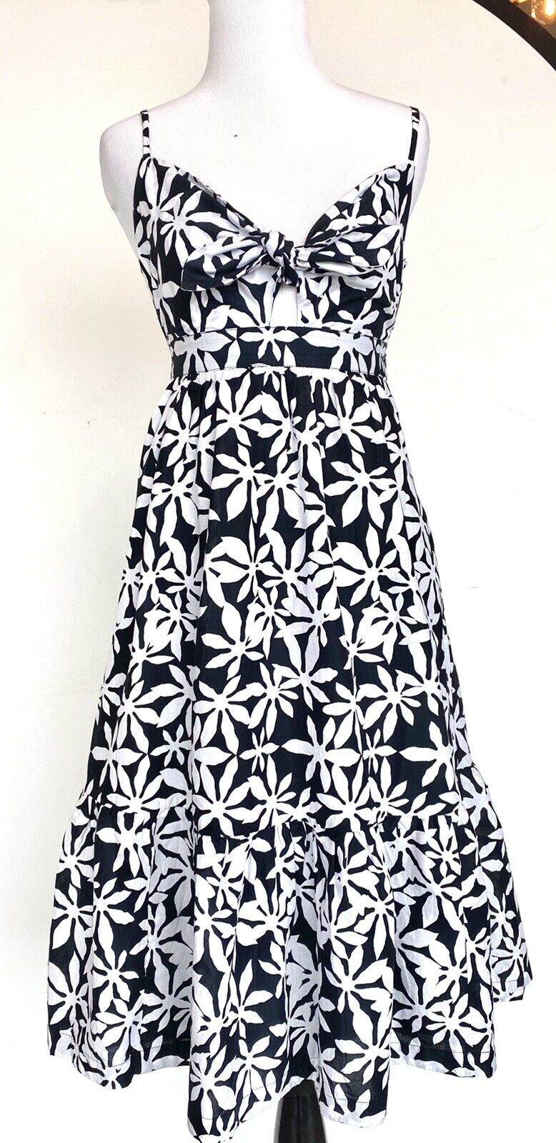 J.Crew Tie Front Cutout Smocked Back Dress Size P00 Retail $128 Price $59