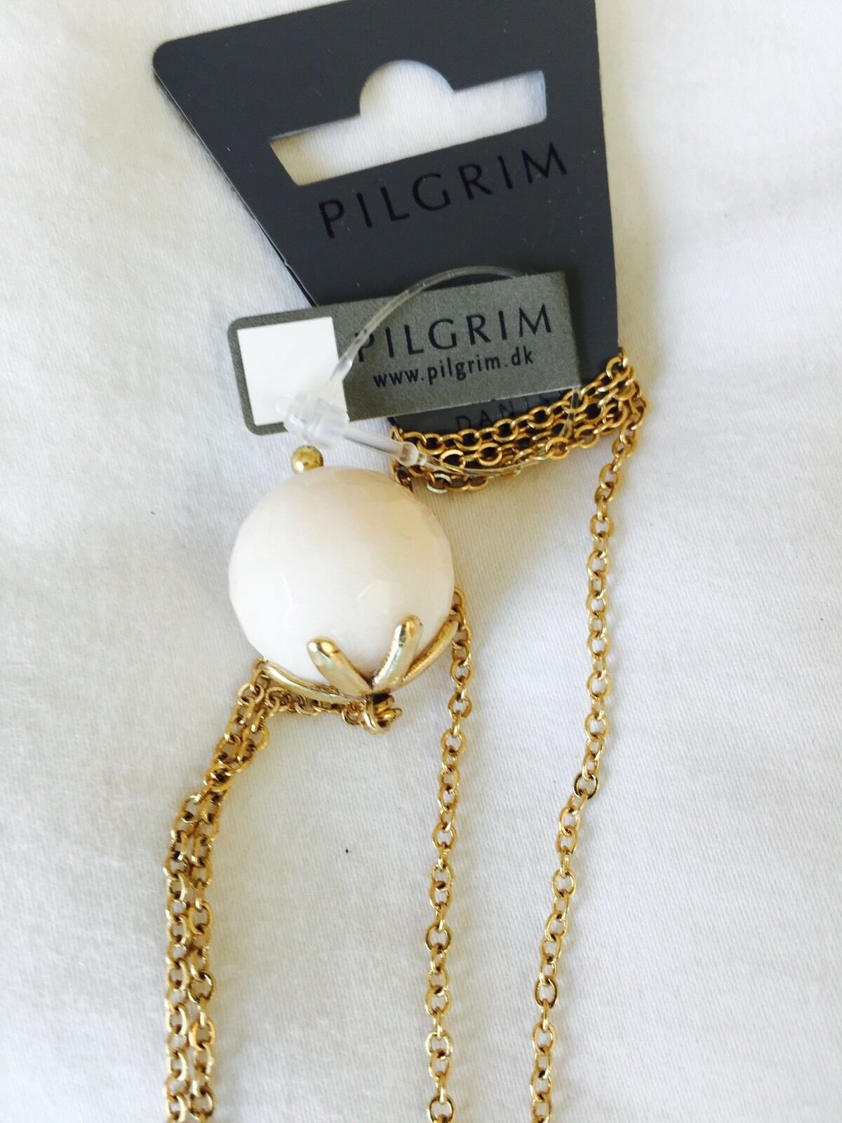 Pilgrim Skanderborg Genuine Quartz Necklace. Gold Plated Chain NWT Price $13