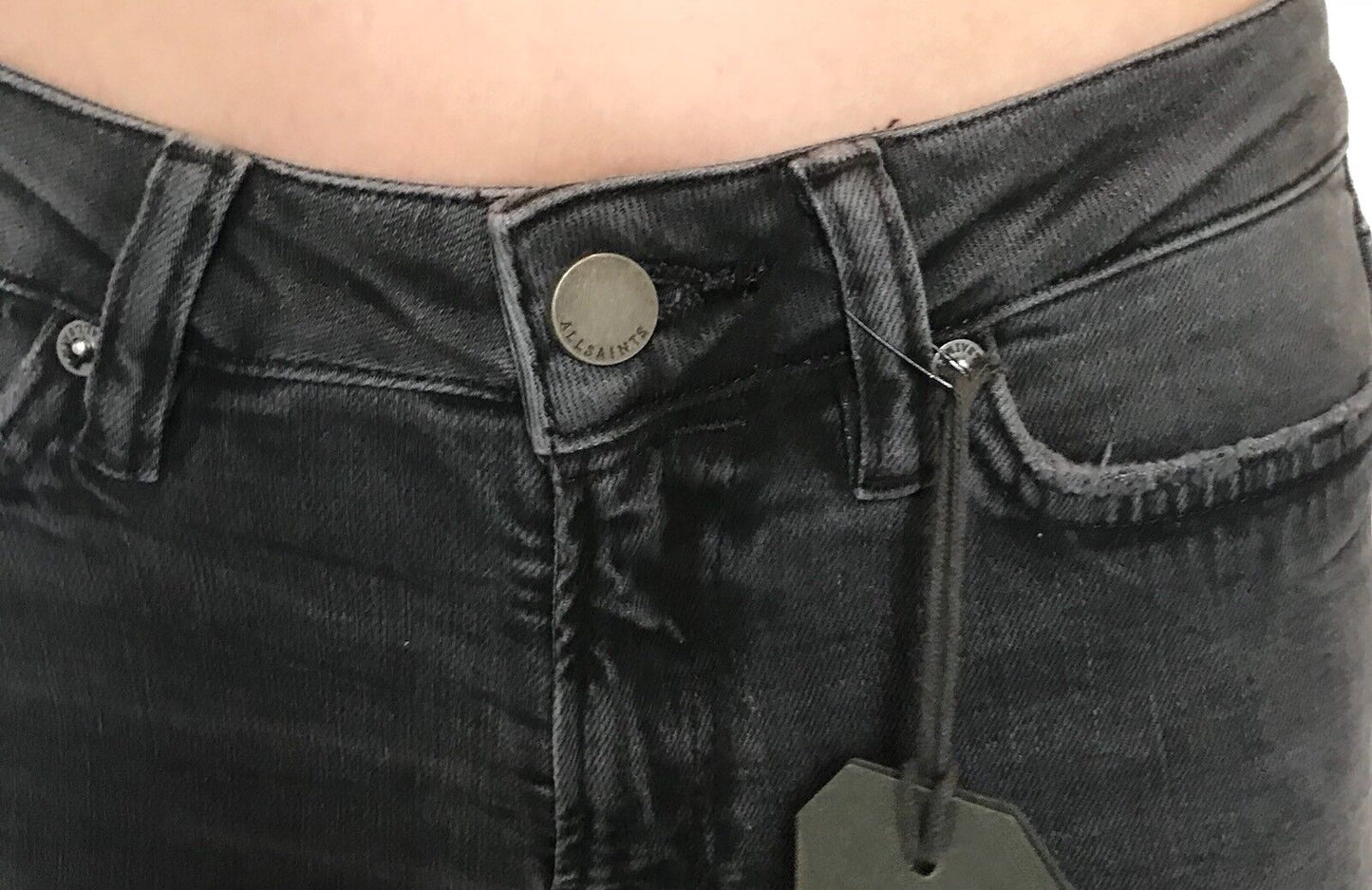 AllSaints Mast Skinny Jeans Washed Black Retail $160 Price $75 W25 NWT