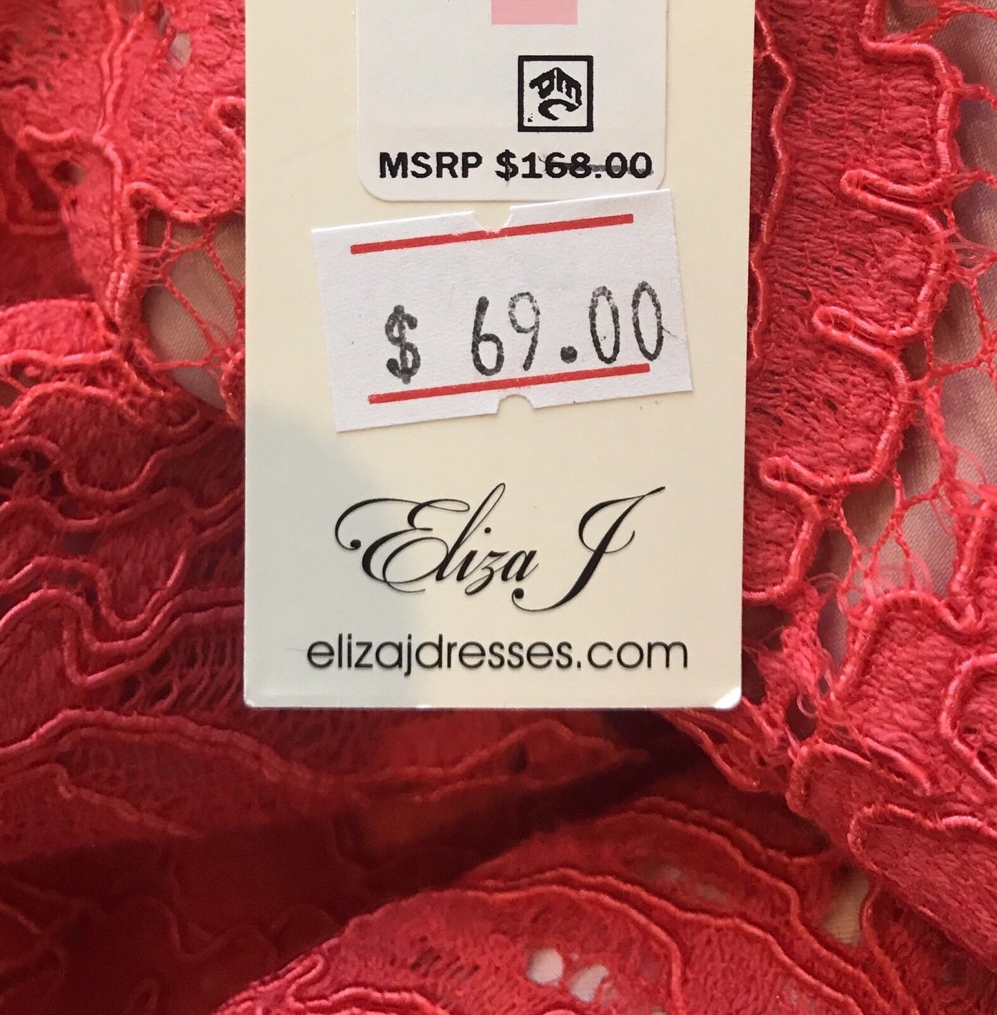 Eliza J Coral Orange Lace Shift Dress NWT Retails $168 Price $69 Size 10