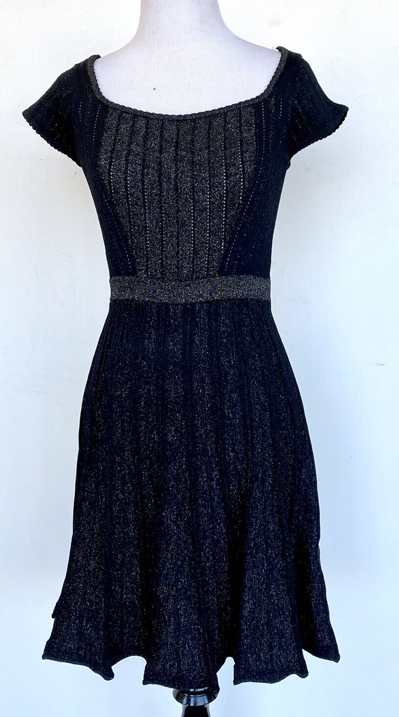 Elliatt black gold sparkle knit stretch dress XS/S retails $249 price price $89