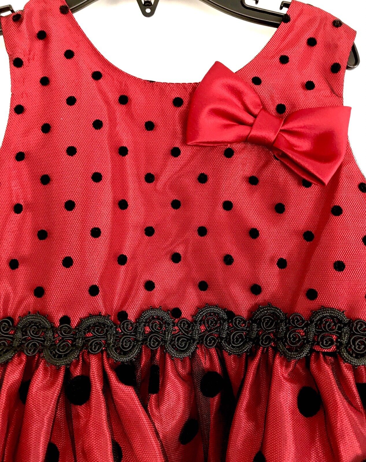 Sorbet Full Skirt Net Dress Red And Black Spot. NWT Age 2 Retails $62 Price $36