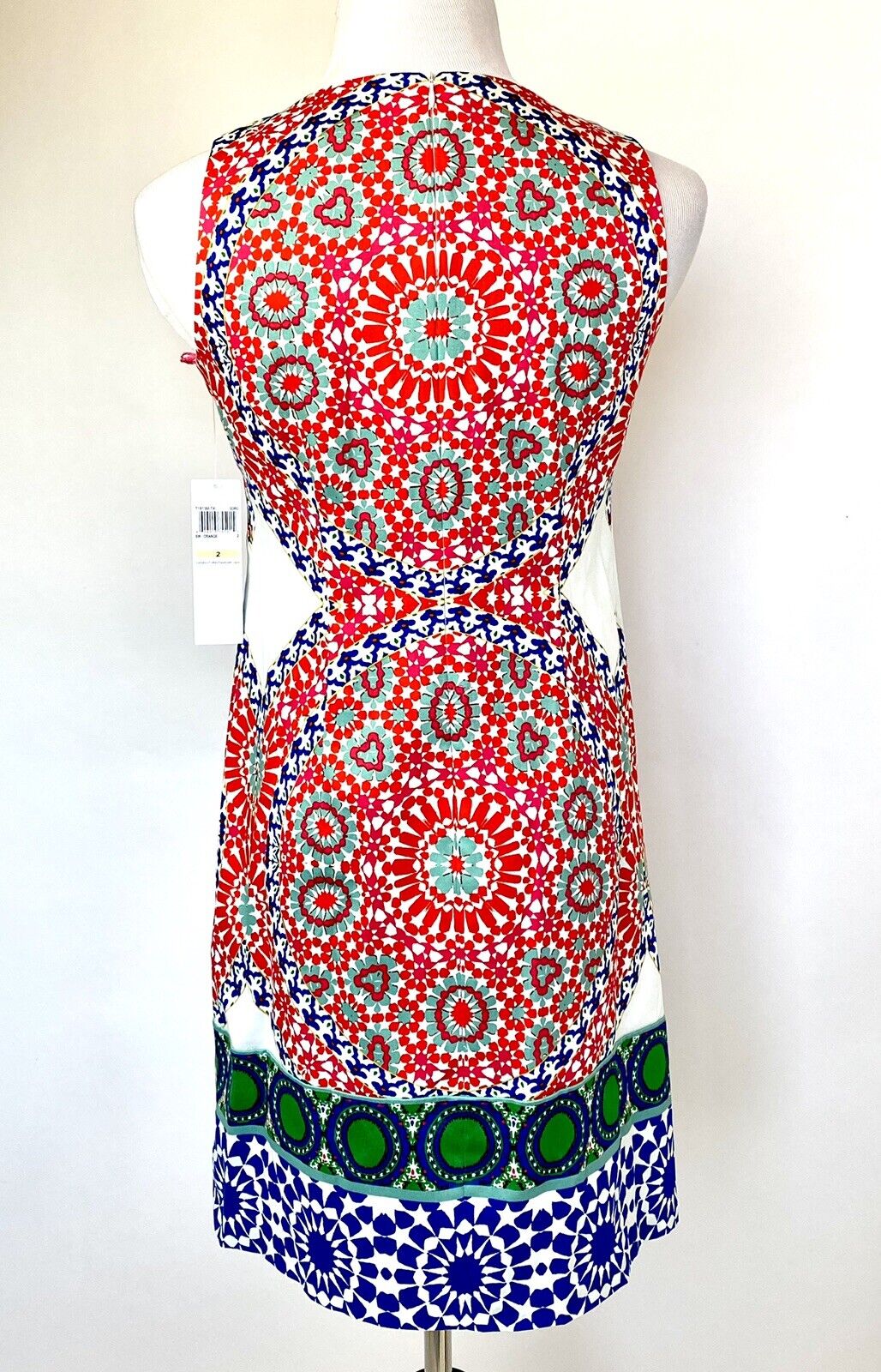 London Times Red/Orange Print Sleeveless Shift Dress Retail $75 Price $42 NWT 2